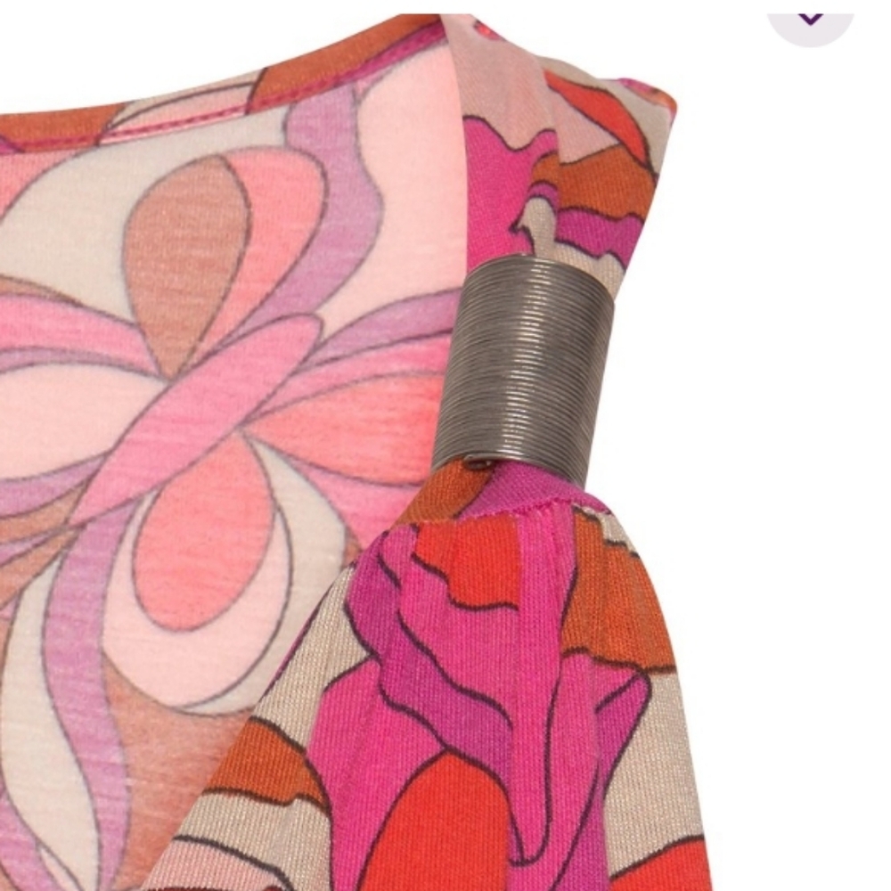 Venus Vibrant Pink Floral Jersey Knit Smocked Waist Maxi Dress Size 1X NWOT - Picture 4 of 8